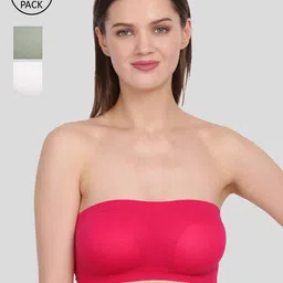 Amour Secret Women's Pack Of 3 Pink & Green Non-Padded Tube/Bandeau Bra-image-90