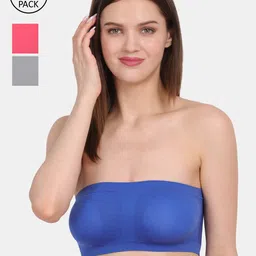 Amour Secret Women  Pack of 3 Blue & Coral Bandeau  Non-Padded Tube/Bandeau Bra-image-88