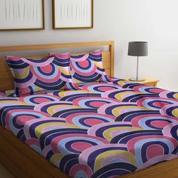 Arrabi 300 TC 130 GSM Printed King Size Bedsheet With 2 Pillow Covers-image-87