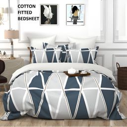 Supreme Home Collective White & Grey 144 TC Queen Bedsheet with 2 Pillow Covers-image-20