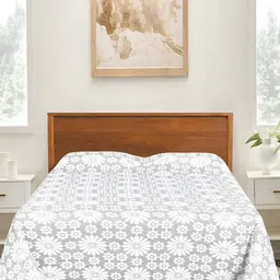 Saral Home Grey & White Floral Cotton 210 TC Queen Bedsheet with 2 Pillow Covers-image-67