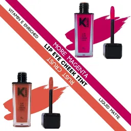 KINDED Set of 2 Lip Eye Cheek Tint with Vitamin E - More Magenta 02 & Rust Crust 05-22