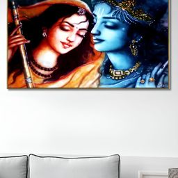 nestroots Blue & Red Krishna and Radha Canvas Painting Wall Art-picture-33