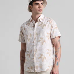 Jack & Jones Men Spread Collar Floral Printed Slim Fit Cotton Casual Shirt-image-92