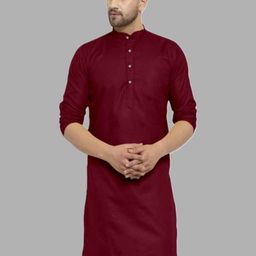 ANUJ FASHION Men Maroon Straight Mandarin Collar Kurta-picture-14