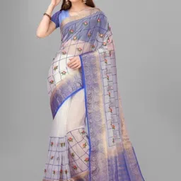 DIVASTRI Floral Embroidered Organza Banarasi Saree-image-63