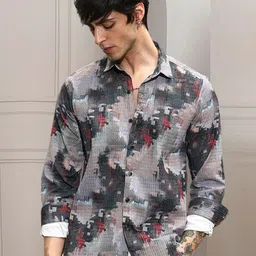 Moda Rapido Men Abstract Printed Spread Collar Casual Shirt-picture-14