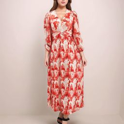 Zink London Women Multi Abstract V-Neck Long Sleeves Maxi Dress-picture-20