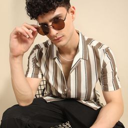 THE BEETEL HOUSE Men Relaxed Fit Cuban Collar Vertical Striped Casual Shirt-image-19