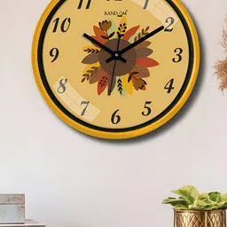 RANDOM Yellow & Black Printed Traditional Wall Clock-10