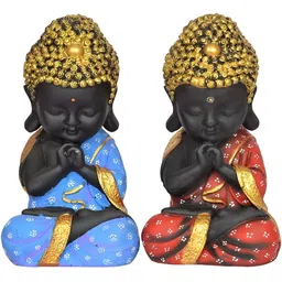 Aura Black & Gold-Toned 2 Pieces Monk Idol Religious Showpiece-image-5