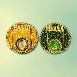 ME & YOU Yellow & Maroon 2 Pieces Haldi & Mahendi Thali Set-89