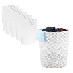 Kuber Industries White 6 Pieces Reusable Foldable Lightweight Laundry Bags With Handle-44