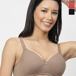 SHYAM SONS FLAIR Plainmould Pack Of 3 Full Coverage Lightly Padded T-shirt Bra-picture-29