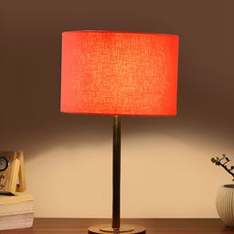Aura Orange & Black Textured Metal Cylindrical Shaped Table Lamp-17