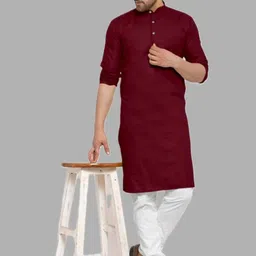 ANUJ FASHION Men Maroon Mandarin Collar Kurta-picture-9