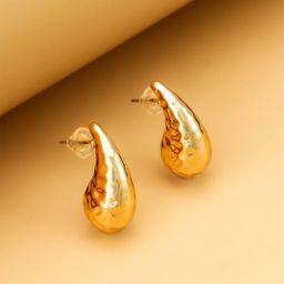 aadita Gold-Plated Teardrop Shaped Half Hoop Earrings-20
