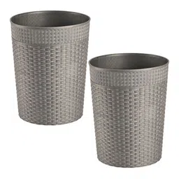 Kuber Industries Grey 2 Pieces Checked Pedal Dustbins10L Each image 4