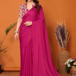 VISHNU CREATIONS Solid Saree With Blouse Piece-image-31