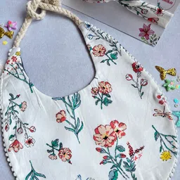 Choko Girls Floral Printed Waterproof Bib & Headband Set-picture-6