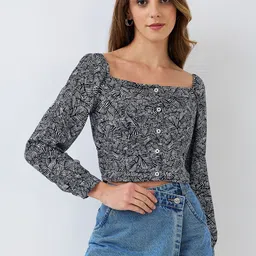 HERE&NOW Women Floral Print Crop Top-image-54