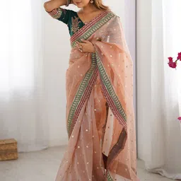 Anouk Women Embellished Sequinned Organza Saree-image-70