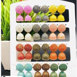tulsi imitation Set Of 12 Dome Shaped Jhumkas-1