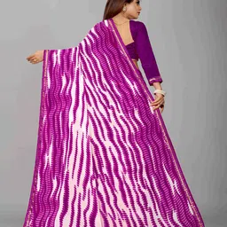 Flip The Style Tie and Dye Dyed Pure Georgette Block Print Saree image 4