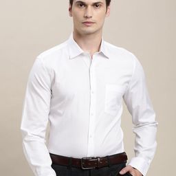 Turtle Classic Self Design Spread Collar Pure Cotton Slim Fit Formal Shirt-34