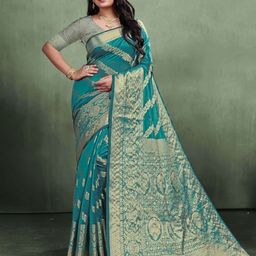 Durga Textile Ethnic Motifs Zari Organza Banarasi Saree-picture-31