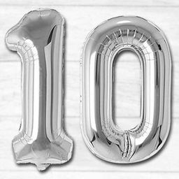 Shopperskart 10 Number Foil Balloons - Silver-image-3