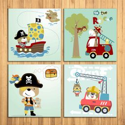 Wens Cartoon Sparkle Laminated Wall Panels Set of 4 - Multicolour-15