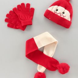Babyhug Woollen Cap & Gloves With Muffler Red - Diameter 11.5 cm-image-28