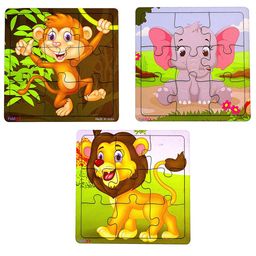 Fiddlys Wooden Jigsaw Puzzles Pack of 3 - 9 Pieces Each-25