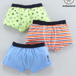Babyoye Cotton Trunks Multiprint Pack of 3 - Green Blue Orange-image-74