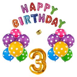 Shopperskart 3rd Birthday Balloon Decor Kit Multicolor - Pack of 45-image-31