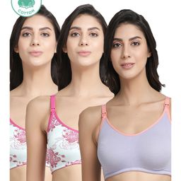 Inner Sense Pack Of 3 Organic Cotton Antimicrobial Soft Nursing Bra - Multicolor-image-86