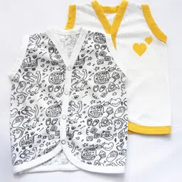 Yellow Doodle Organic Vest - Set of 2 - Yellow Black-picture-42