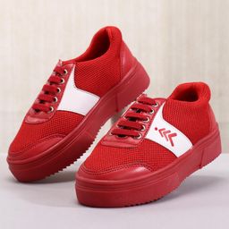 Pine Kids Casual Elasticated Lace Closure Chunky Shoes - Red-image-88