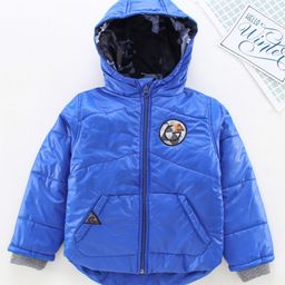 Play by Little Kangaroos Full Sleeves Hooded Padded Jacket Alphabet G Patch - Royal Blue-image-74