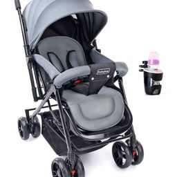 Babyhug Symphony Stroller With Reverisble Handle & Mosquito Net - Grey-11