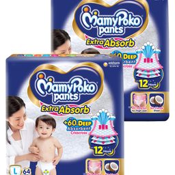 MamyPoko Extra Absorb Pants Style Diapers Large - 64 Pieces - (Pack of 2)-image-72