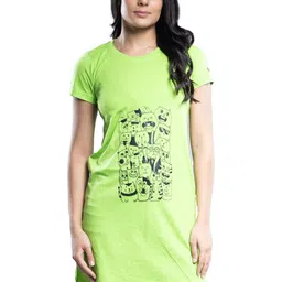 LAPPEN FASHION Women Graphic Print Round Neck T-shirt Dress-picture-35