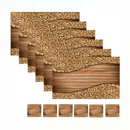 REVEXO 6Pc Brown Printed Rectangle Costers & Table Placemats image 2