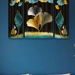 Myntra Elegant Homes Black & Gold-Toned 3 Pieces Floral and Botanical Wall Art-image-48