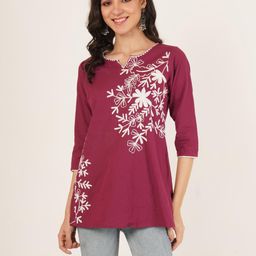 Pure Cotton Embroidered Kashmiri Short Kurta-image-97