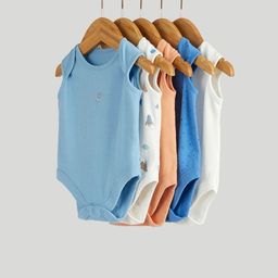mothercare Infant Girls Pack Of 5 Printed Pure Cotton Round Neck Bodysuit-picture-36