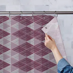 ArtzFolio Maroon & Grey Printed Waterproof Shower Curtain-picture-9
