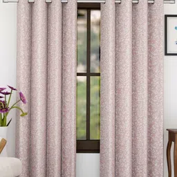 Florida Pink & White 2 Pieces Floral Printed Velvet Black Out Long Door Curtains-image-105