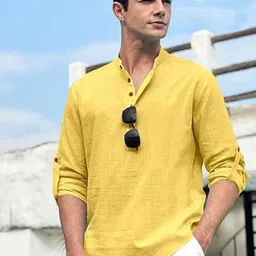 Yugnik Men Solid Mandarin Collar Long Sleeves Kurta-picture-14
